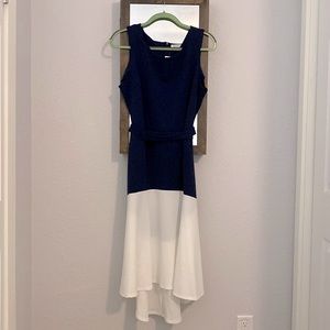 High Low Dress in Navy and Ivory